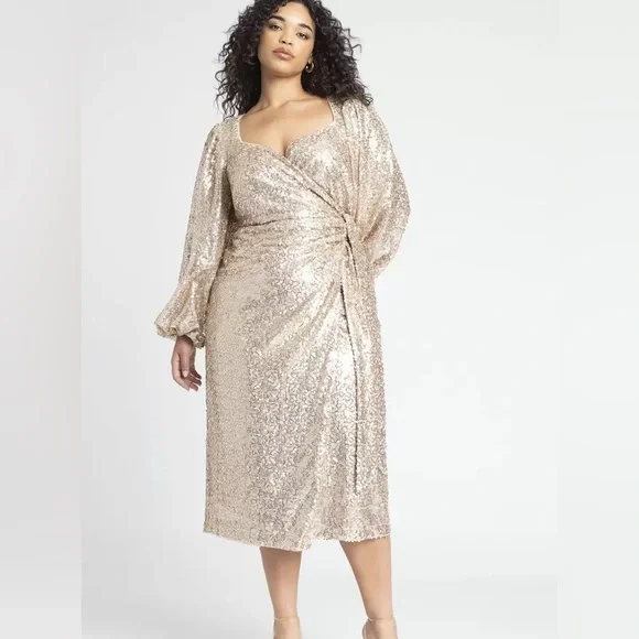 eloquii gold dress Ava Presley 26357 A Line Short Cocktail Glitter Dress – The Dress Outlet main image 0